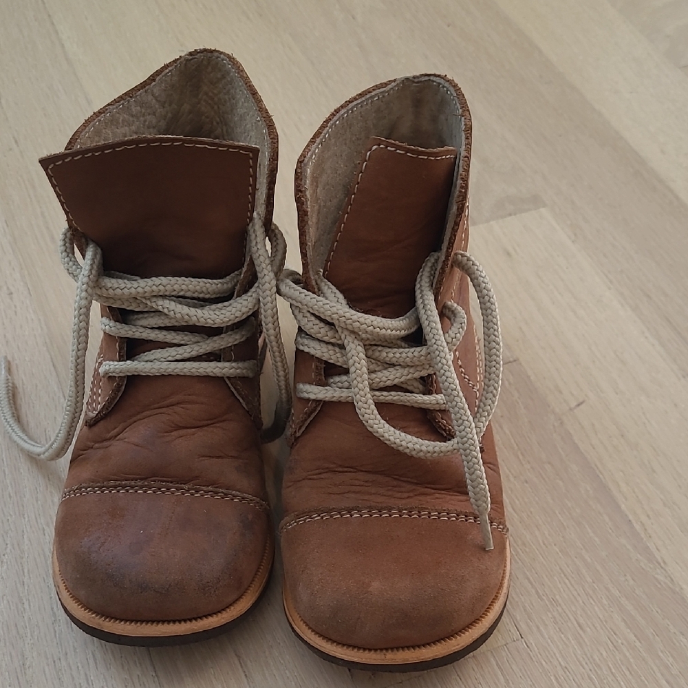 Brown Kids Leather Boots